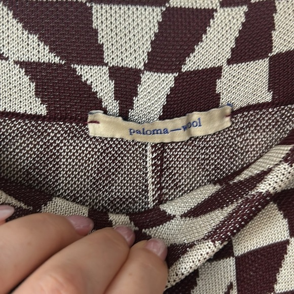 Paloma Wool Orinocco pants checkered aubergine flare strech size small - Picture 8 of 11